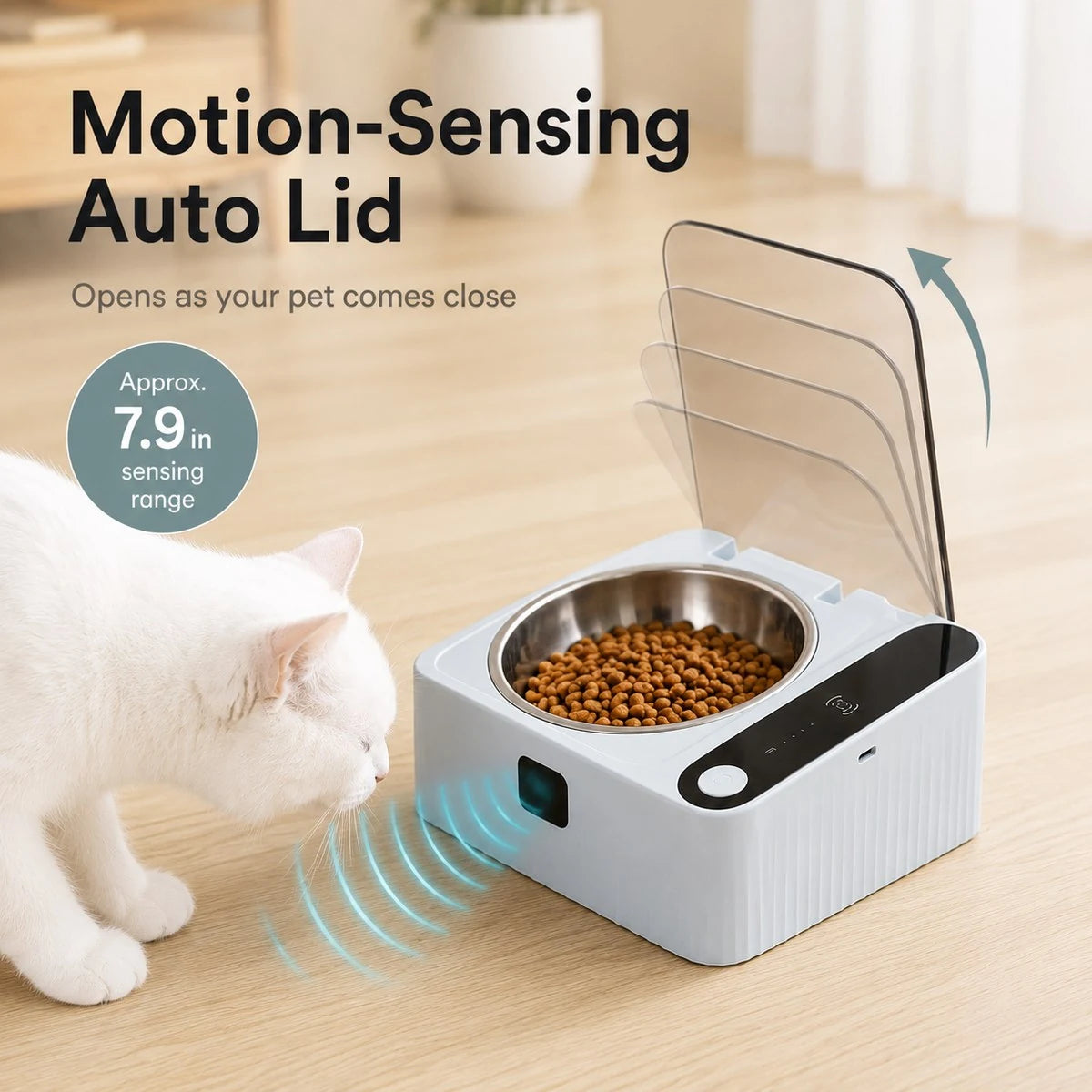 Paws in Awe Smart Motion Sensor Covered Cat Bowl for Cleaner Indoor Feeding product image 2