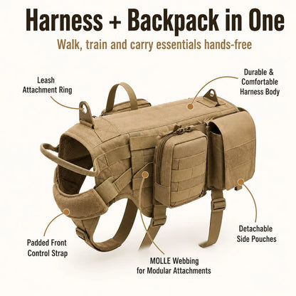 Paws in Awe Tactical Dog Backpack Harness for Hiking & Daily Walks product image 3