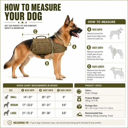 Paws in Awe Tactical Dog Backpack Harness for Hiking, Camping & Daily Walks product image 10