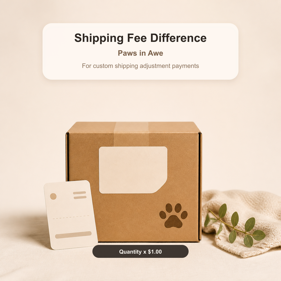 Paws in Awe shipping fee difference payment link