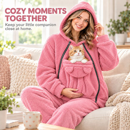 pink fleece pet carrier hoodie cozy moments at home