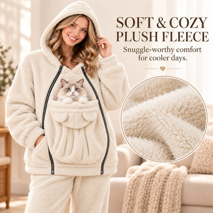 ivory plush fleece pet carrier hoodie texture