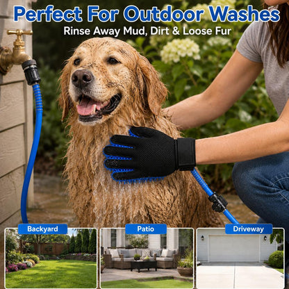 Paws in Awe Pet Bathing Glove with Hose for Bathtub & Backyard Washes - One-Hand Water Flow Grooming Glove image 2