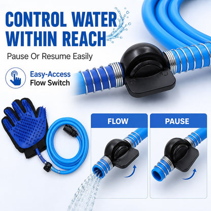 Paws in Awe Pet Bathing Glove with Hose for Bathtub & Backyard Washes - One-Hand Water Flow Grooming Glove image 6