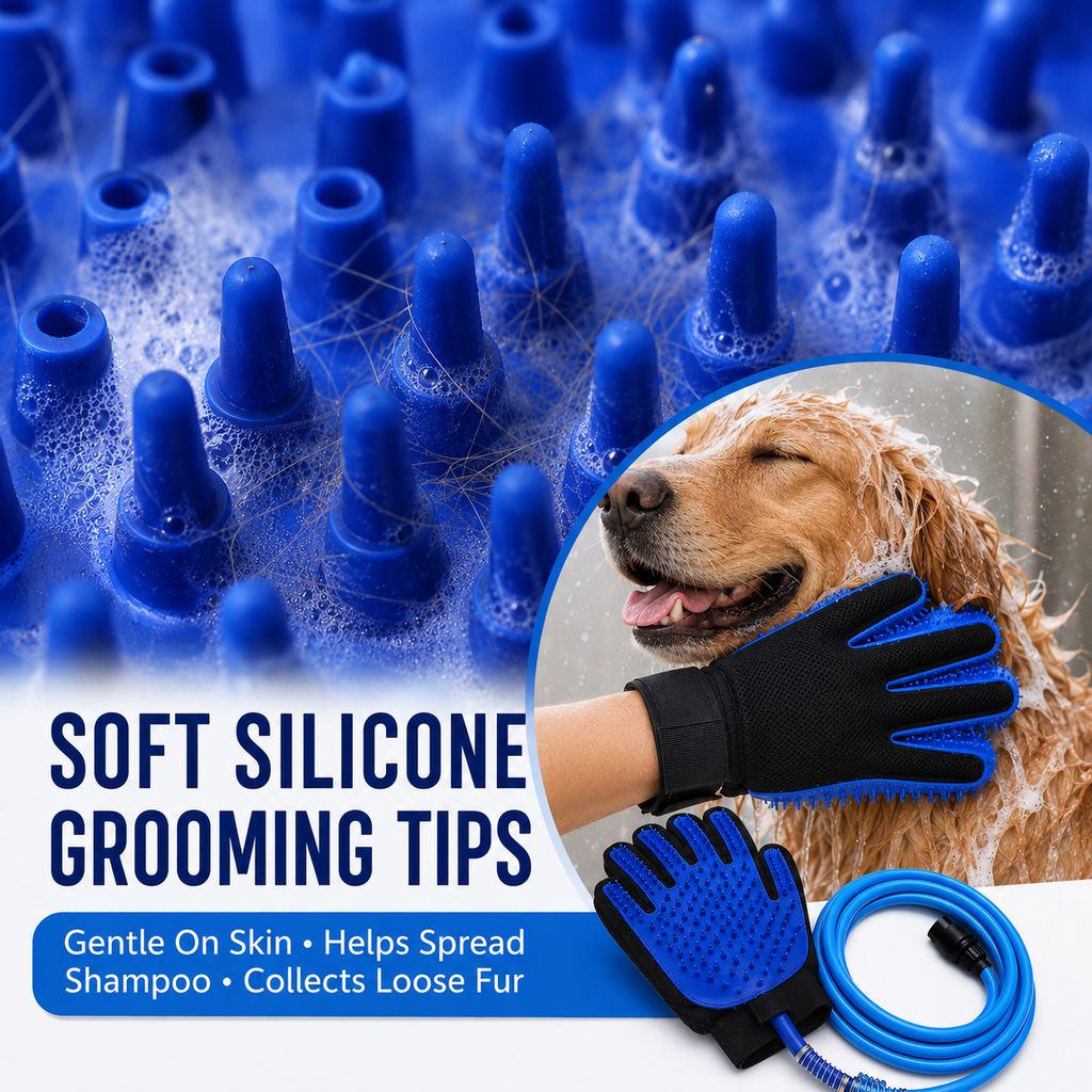 Paws in Awe Pet Bathing Glove with Hose for Bathtub & Backyard Washes - One-Hand Water Flow Grooming Glove image 9