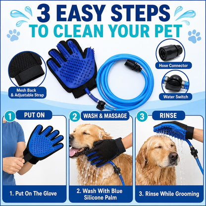 Paws in Awe Pet Bathing Glove with Hose for Bathtub & Backyard Washes - One-Hand Water Flow Grooming Glove image 8