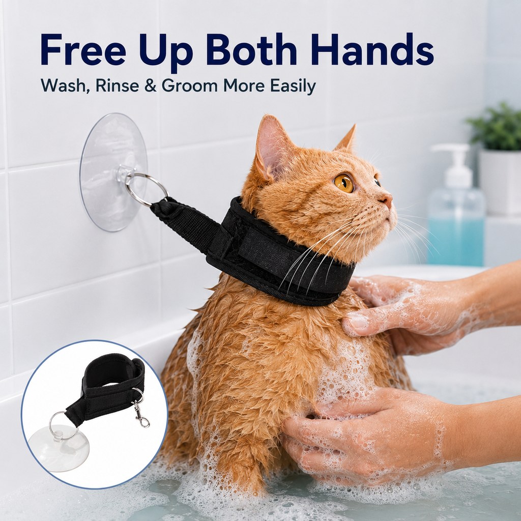 Paws in Awe Pet Bathing Restraint with Suction Cup for Cats & Small Dogs - Hands-Free Grooming Collar to Help Prevent Escapes During Bath Time image 7