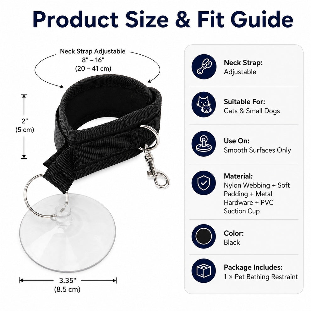 Paws in Awe Pet Bathing Restraint with Suction Cup for Cats & Small Dogs - Hands-Free Grooming Collar to Help Prevent Escapes During Bath Time image 8