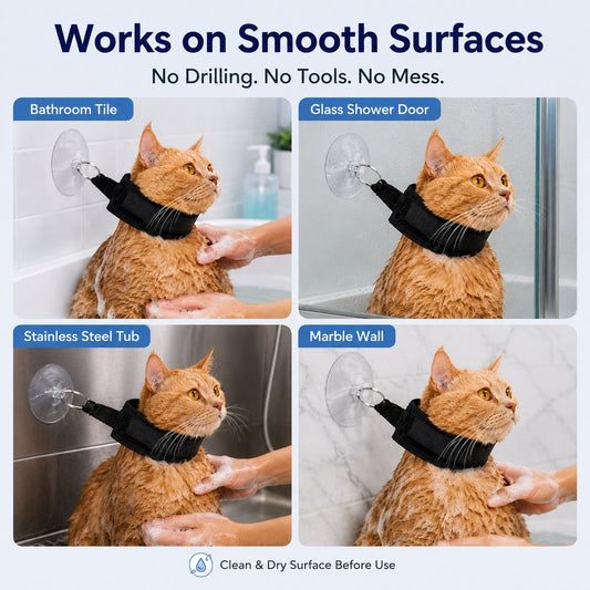 Paws in Awe Pet Bathing Restraint with Suction Cup for Cats & Small Dogs - Hands-Free Grooming Collar to Help Prevent Escapes During Bath Time image 3