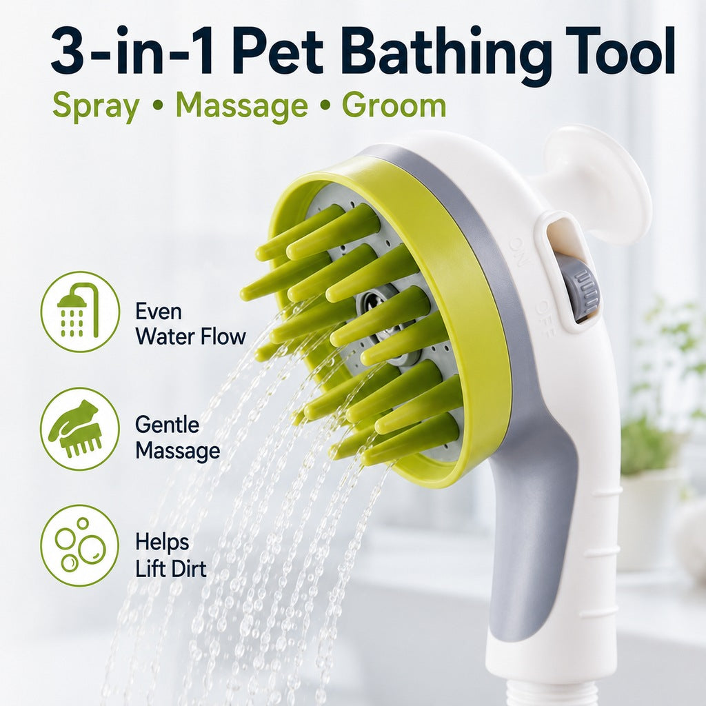 Paws in Awe 3-in-1 Pet Bathing Sprayer Brush for Dogs & Cats - Easier Indoor & Outdoor Washing image 4
