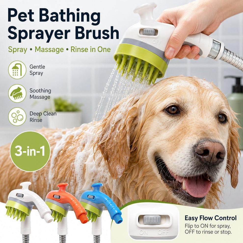 Paws in Awe 3-in-1 Pet Bathing Sprayer Brush for Dogs & Cats - Easier Indoor & Outdoor Washing image 2