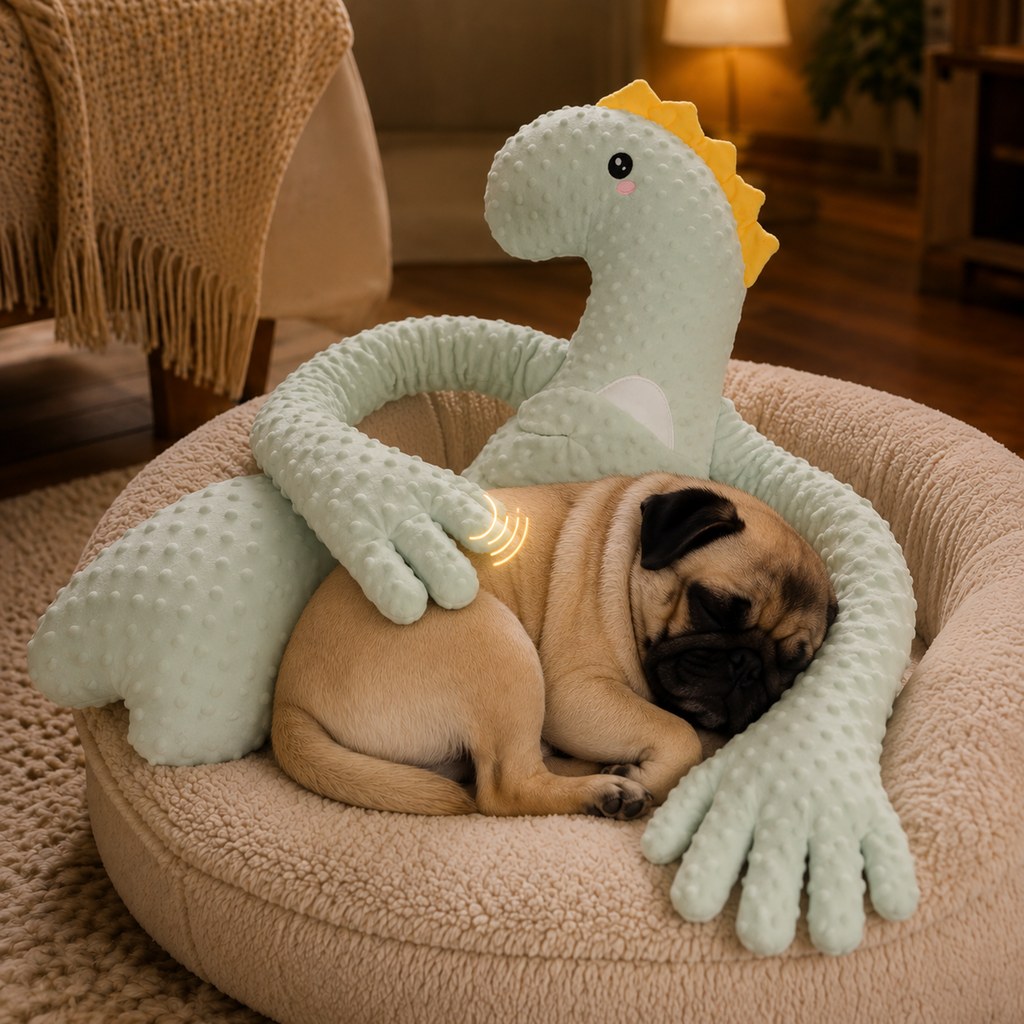 Green dinosaur pet comfort plush companion