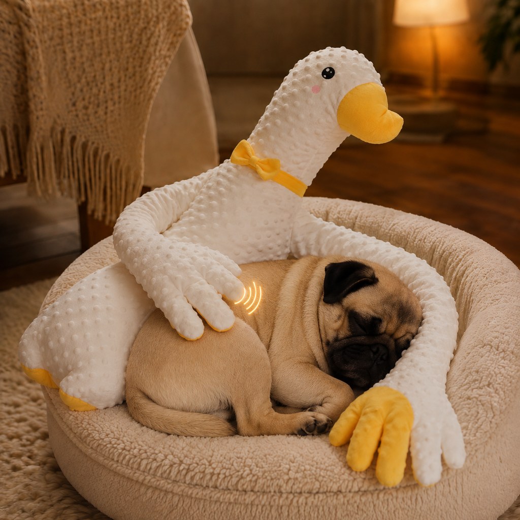 White goose pet comfort plush companion