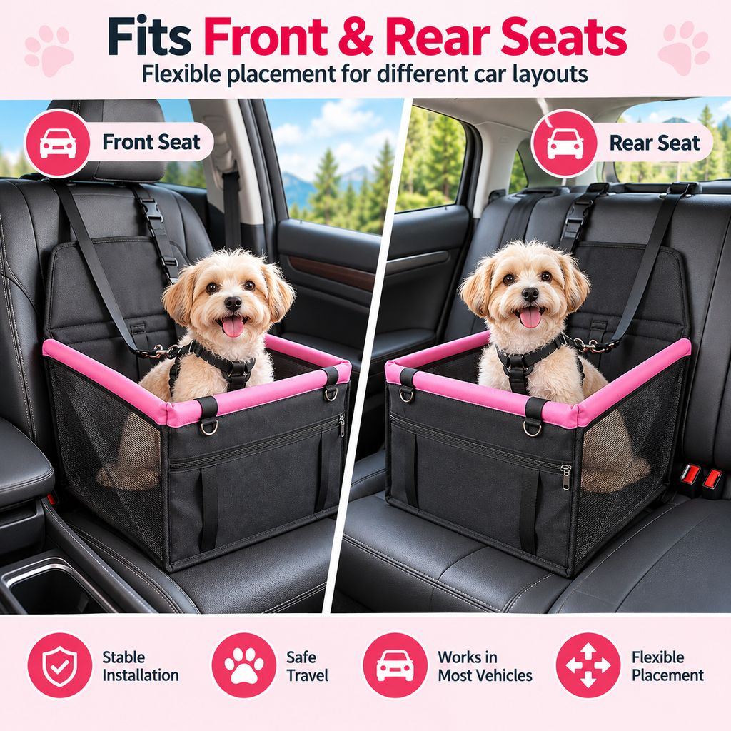 Paws in Awe Pet Car Booster Seat for Small Dogs and Cats - Stable Travel Seat to Reduce Roaming in Front and Rear Seats image 3