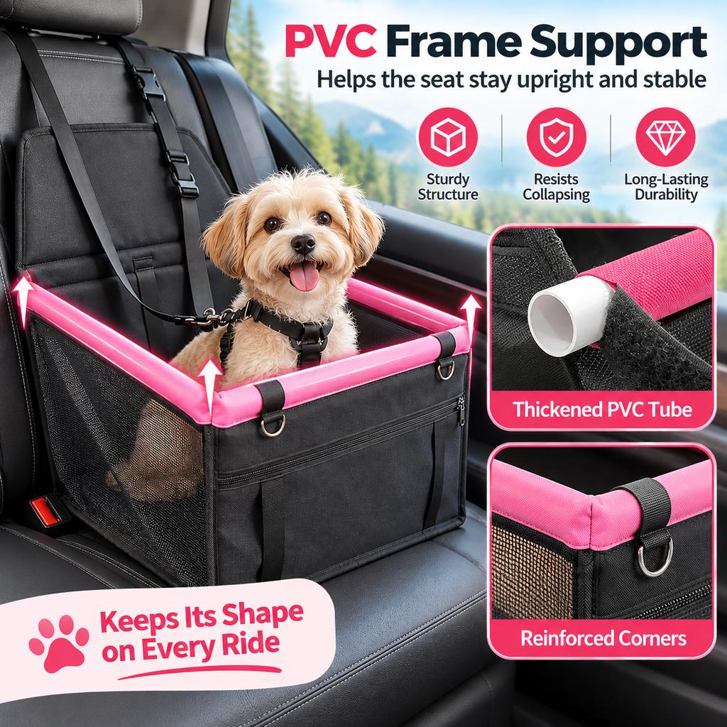 Paws in Awe Pet Car Booster Seat for Small Dogs and Cats - Stable Travel Seat to Reduce Roaming in Front and Rear Seats image 6