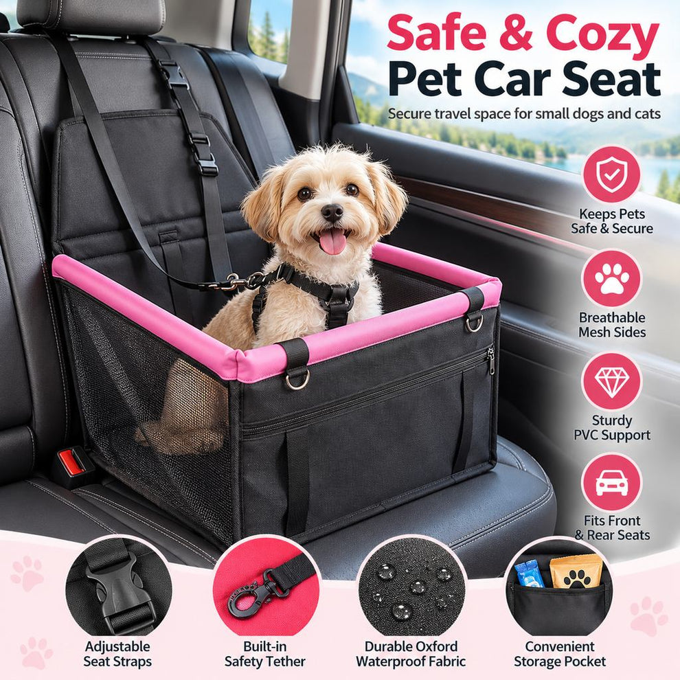 Paws in Awe Pet Car Booster Seat for Small Dogs and Cats - Stable Travel Seat to Reduce Roaming in Front and Rear Seats image 2