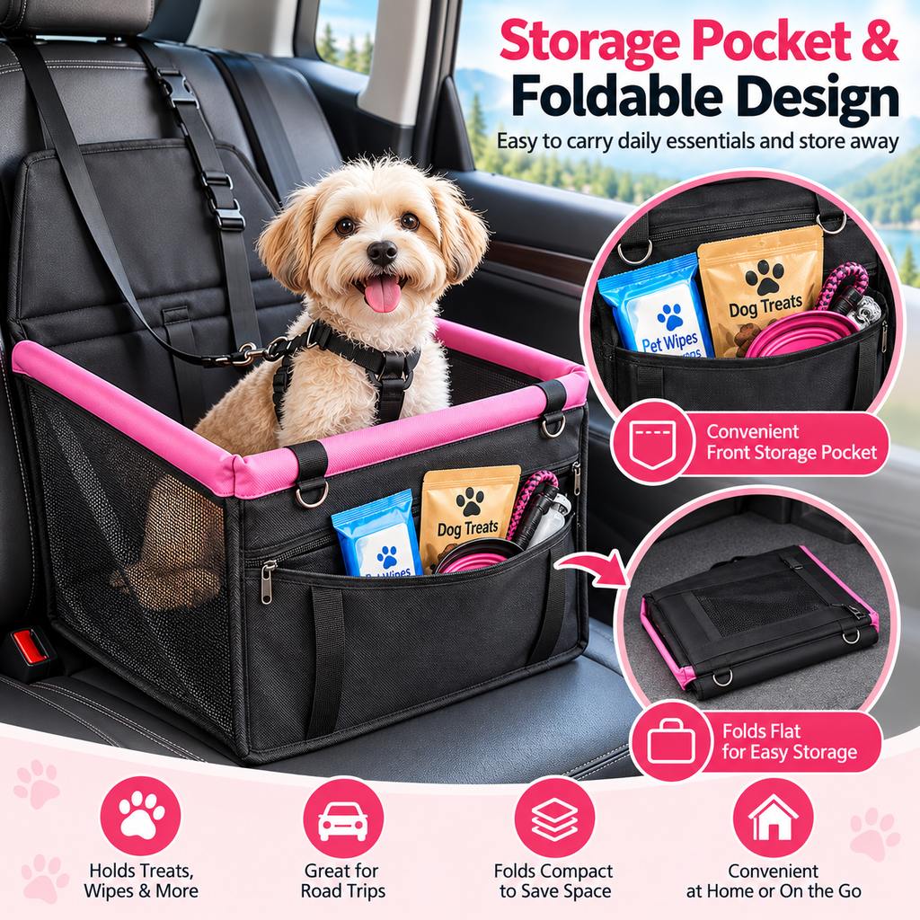 Paws in Awe Pet Car Booster Seat for Small Dogs and Cats - Stable Travel Seat to Reduce Roaming in Front and Rear Seats image 7