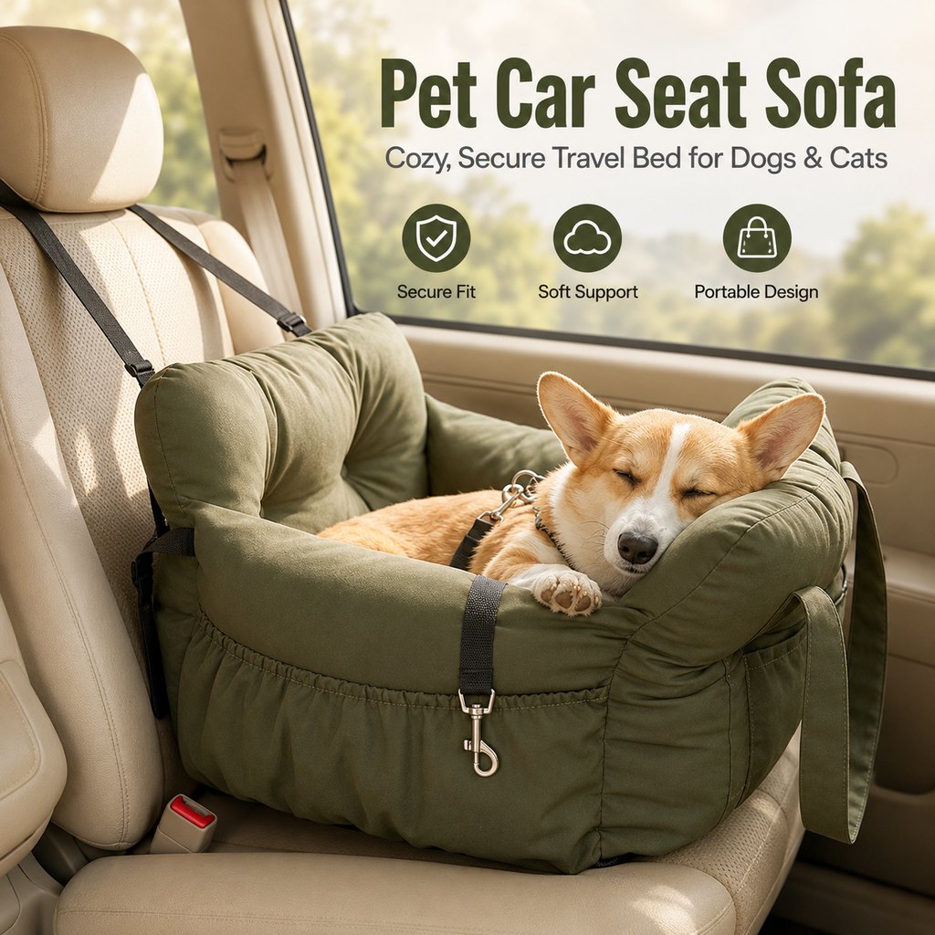 Paws in Awe Pet Car Seat Sofa for Road Trips - Cozy Travel Bed for Calmer, More Secure Rides image 2