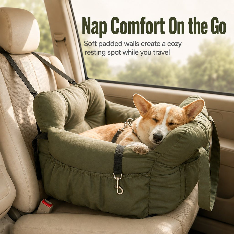 Paws in Awe Pet Car Seat Sofa for Road Trips - Cozy Travel Bed for Calmer, More Secure Rides image 3