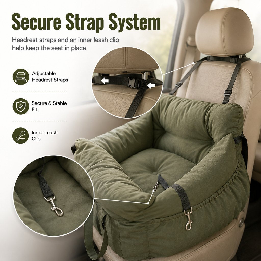 Paws in Awe Pet Car Seat Sofa for Road Trips - Cozy Travel Bed for Calmer, More Secure Rides image 4