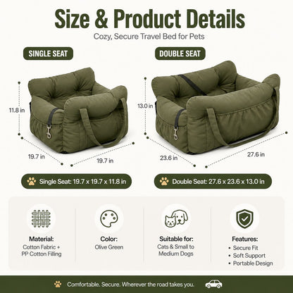 Paws in Awe Pet Car Seat Sofa for Road Trips - Cozy Travel Bed for Calmer, More Secure Rides image 10