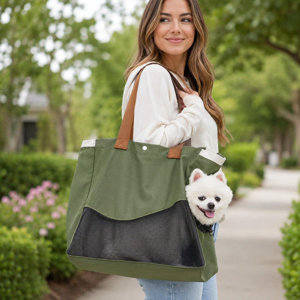 Paws in Awe Pet Carrier Tote Bag for Cats & Small Dogs - Breathable Shoulder Bag for Walks, Vet Visits & Errands image 1