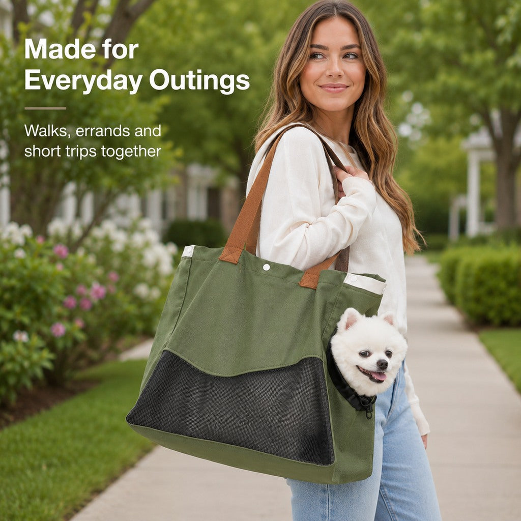 Paws in Awe Pet Carrier Tote Bag for Cats & Small Dogs - Breathable Shoulder Bag for Walks, Vet Visits & Errands image 2