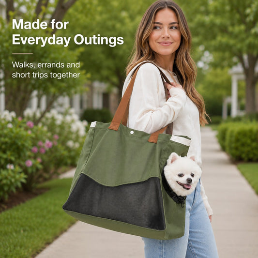 Paws in Awe Pet Carrier Tote Bag for Cats & Small Dogs - Breathable Shoulder Bag for Walks, Vet Visits & Errands image 2