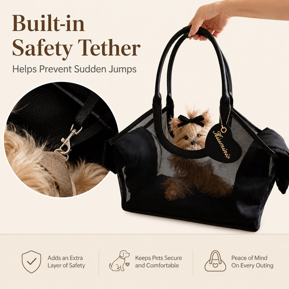pet carrier tote built in safety tether