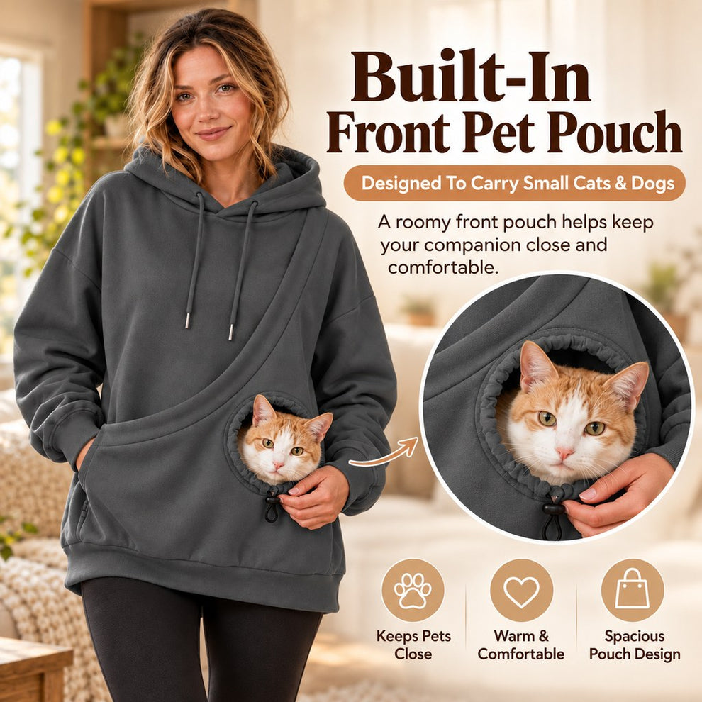 built in front pet pouch hoodie for cats and small pets