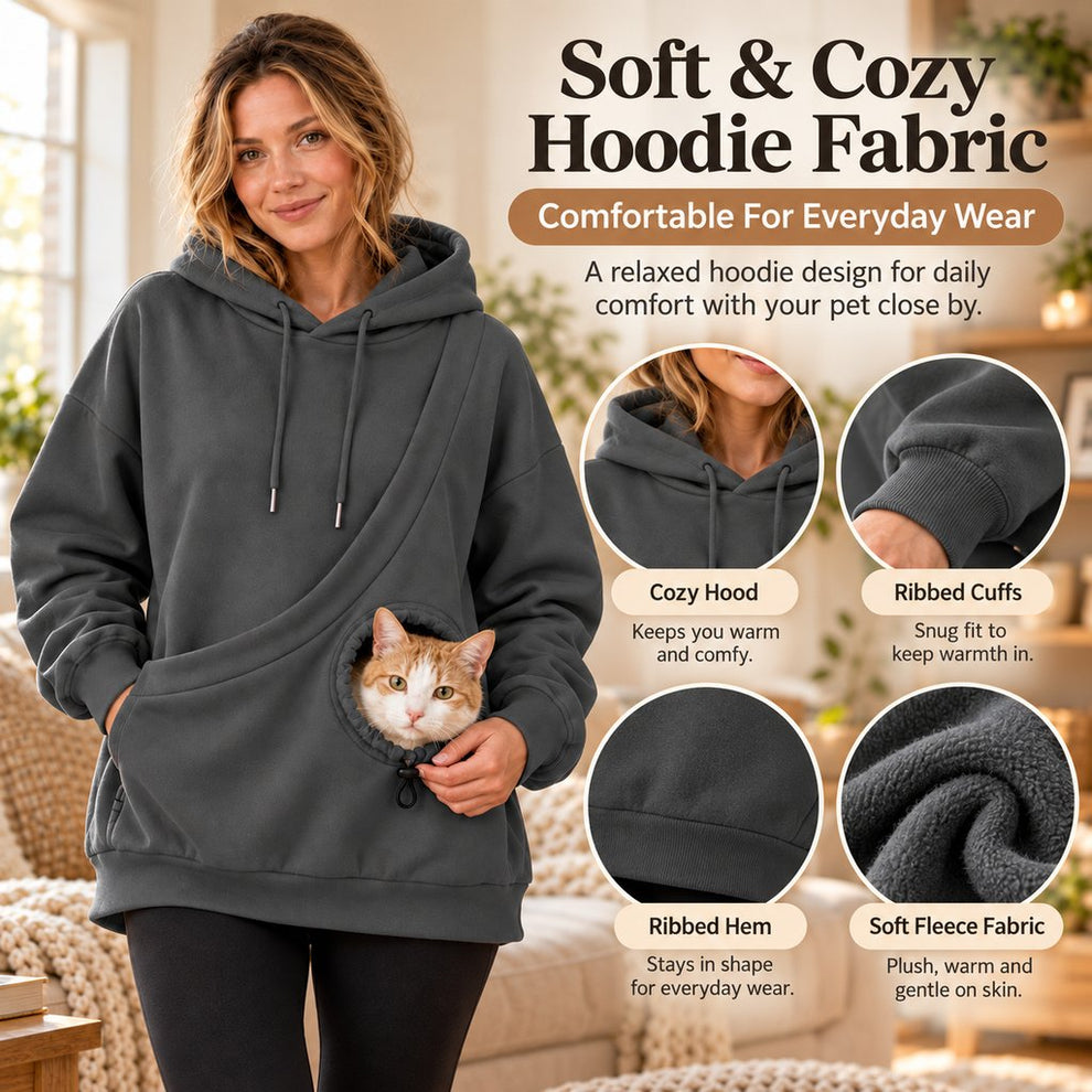 soft sweatshirt fabric pet carrying hoodie details