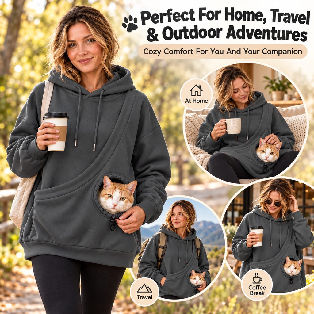 cat carrying hoodie for home travel and outdoor adventures