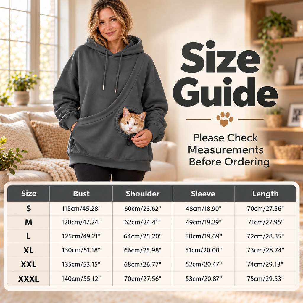 cat carrying hoodie size guide
