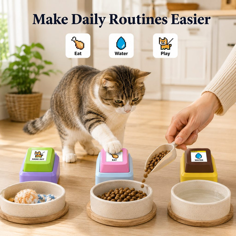 Pet communication button for daily routines