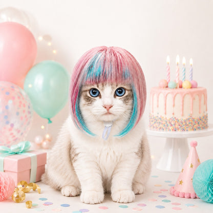 Paws in Awe Pet Cosplay Wig for Cats & Small Pets - Easy Party Photo Prop for Fun Birthday & Halloween Pictures image 1