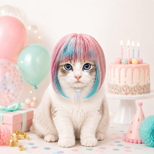 Paws in Awe Pet Cosplay Wig for Cats & Small Pets - Easy Party Photo Prop for Fun Birthday & Halloween Pictures image 1
