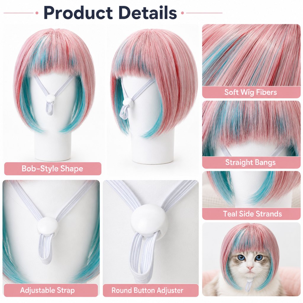 Paws in Awe Pet Cosplay Wig for Cats & Small Pets - Easy Party Photo Prop for Fun Birthday & Halloween Pictures image 9