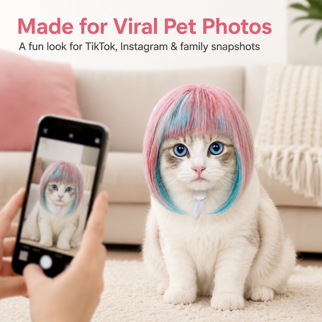 Paws in Awe Pet Cosplay Wig for Cats & Small Pets - Easy Party Photo Prop for Fun Birthday & Halloween Pictures image 4
