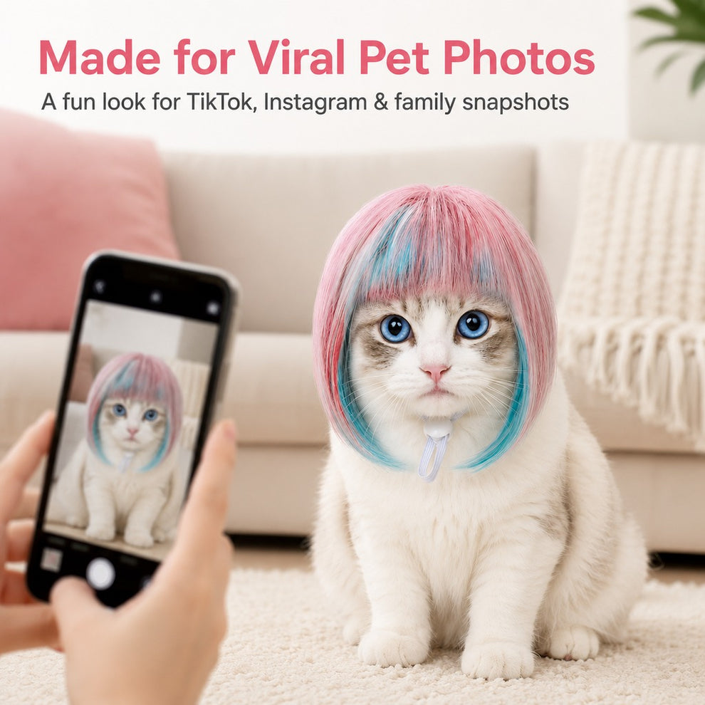 Paws in Awe Pet Cosplay Wig for Cats & Small Pets - Easy Party Photo Prop for Fun Birthday & Halloween Pictures image 4
