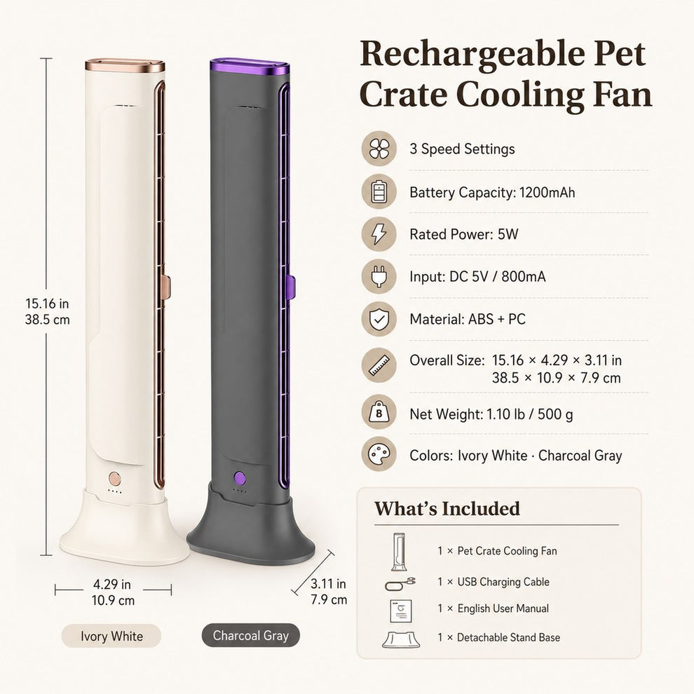 Paws in Awe Rechargeable Pet Crate Cooling Fan - 3-Speed Airflow for Stuffy Dog Kennels & Indoor Pet Spaces image 10