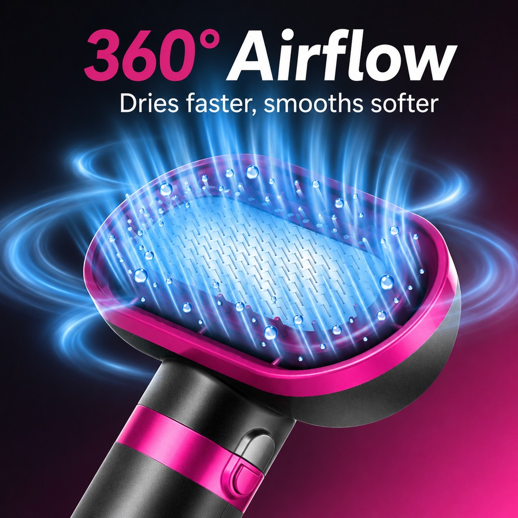 Paws in Awe 4-in-1 Pet Dryer Brush for After-Bath Grooming, Low-Noise Dog & Cat Hair Dryer Comb for Easier Drying, Brushing & Detangling image 4