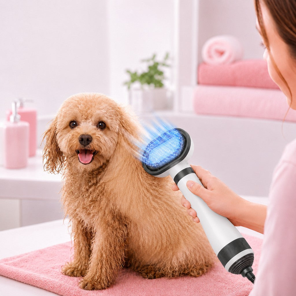 Paws in Awe 4-in-1 Pet Dryer Brush for After-Bath Grooming, Low-Noise Dog & Cat Hair Dryer Comb for Easier Drying, Brushing & Detangling image 10