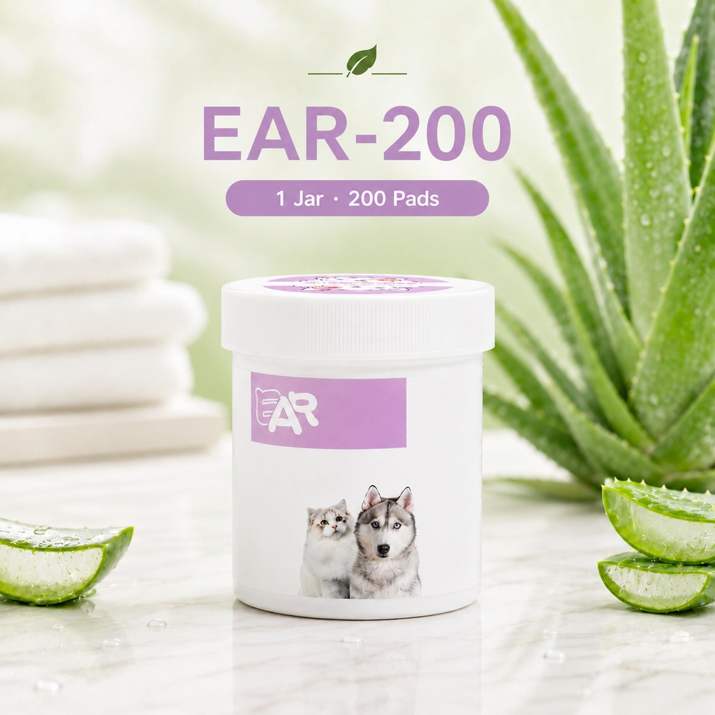 Pet Ear Wipes EAR-200 one jar 200 pads for dogs and cats