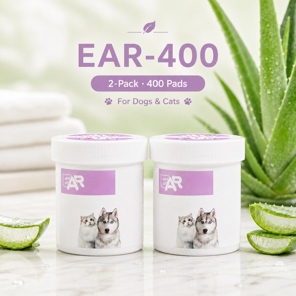 Pet Ear Wipes EAR-400 two pack 400 pads for dogs and cats