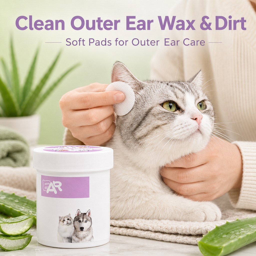 Pet ear wipes help clean visible outer ear wax and dirt