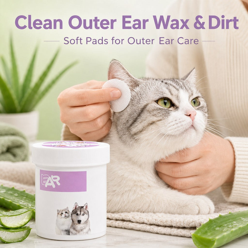 Pet ear wipes help clean visible outer ear wax and dirt