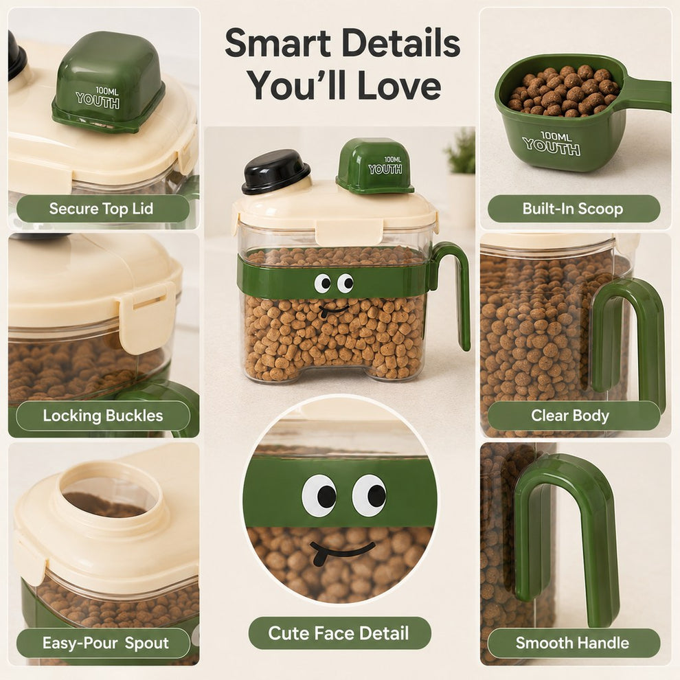 Paws in Awe Sealed Pet Food Storage Container with Scoop for Cats & Dogs - Easy, Mess-Free Daily Feeding image 3