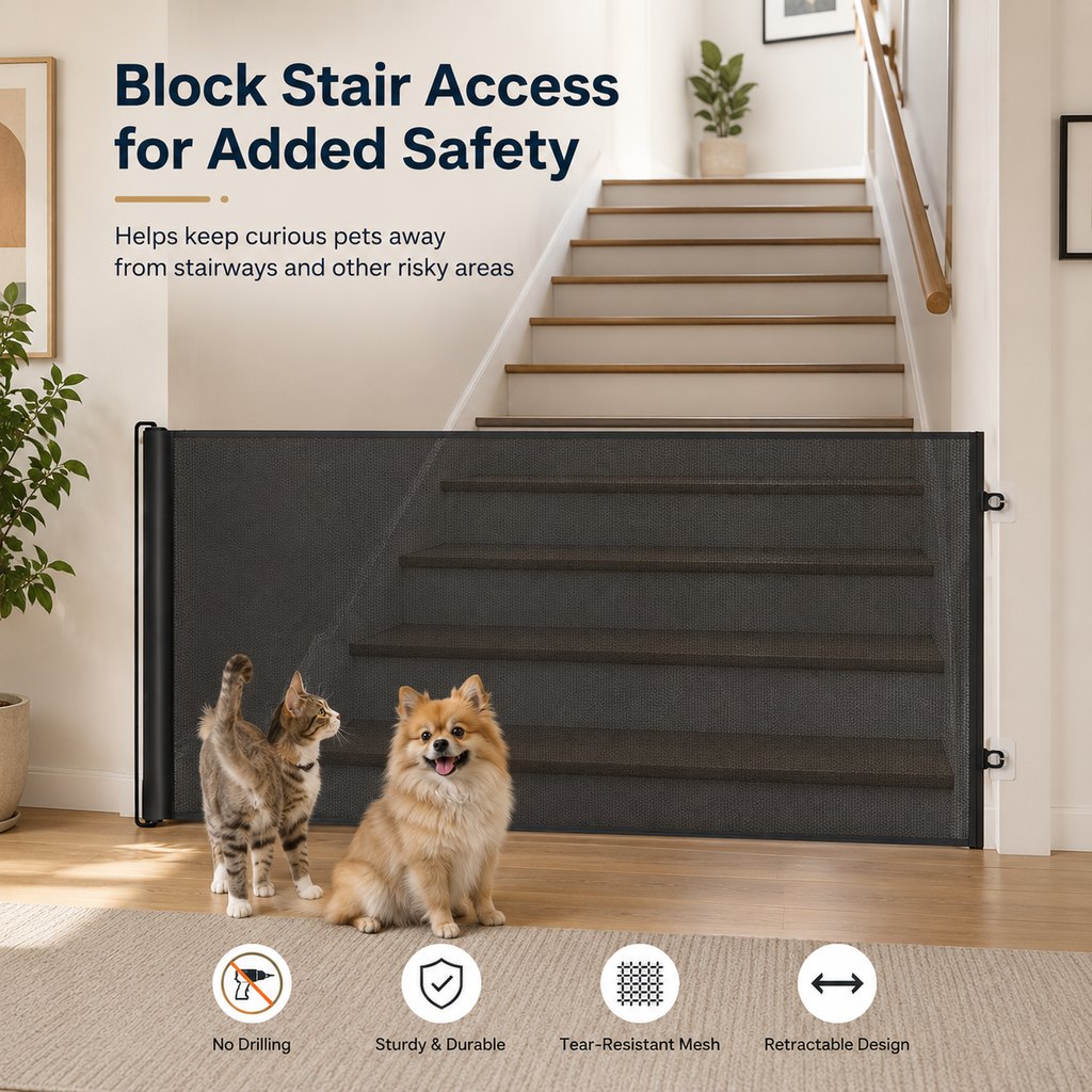 Paws in Awe No-Drill Retractable Pet Gate for Doorways, Kitchens & Stairs - Keep Cats and Dogs Safely Out of Off-Limit Areas image 6
