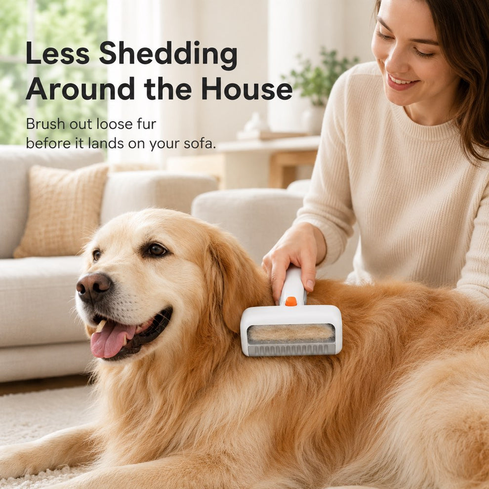Pet grooming brush for cats and dogs at home