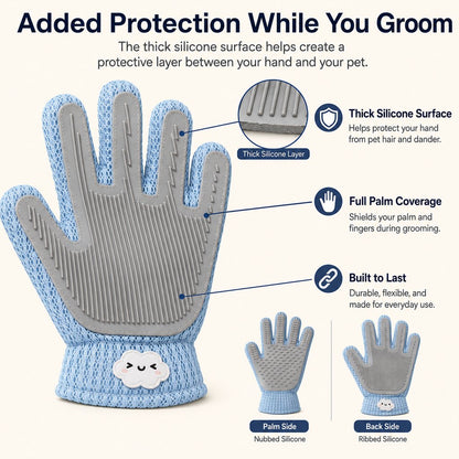 Paws in Awe Dual-Sided Pet Grooming Glove for Couch & Bath Time - Gentle Deshedding, Massage & Fur Cleanup for Cats &Dogs image 4